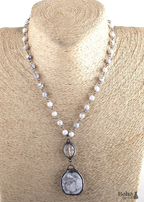 Boho Necklace, RH Amazonite, Crystal Green Natural Stone